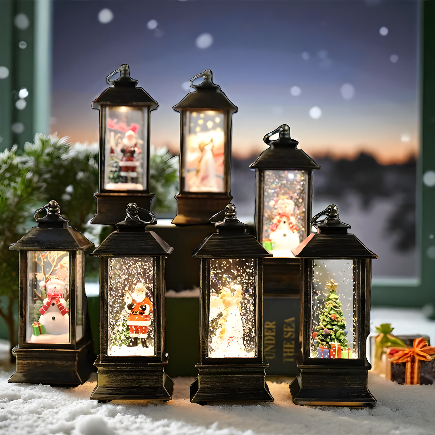 LED Christmas Lanterns (Floating Snow)